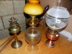 THREE OIL LAMPS.