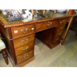 A VICTORIAN ROSEWOOD TWIN PEDESTAL DESK.