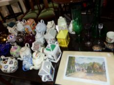 A QTY OF COLLECTOR'S TEAPOTS,ETC.