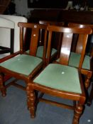 A SET OF FOUR ART DECO SIDE CHAIRS.