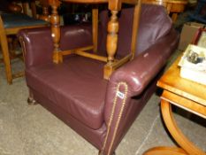 A PAIR OF ART DECO DEEP SEAT LEATHER CLUB ARMCHAIRS.