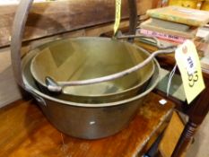 TWO VICTORIAN BRASS JAMPANS.