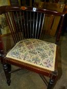 TWO EDWARDIAN INLAID CORNER CHAIRS.