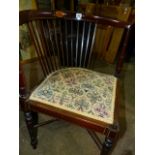 TWO EDWARDIAN INLAID CORNER CHAIRS.