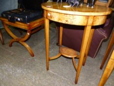 A BESPOKE REGENCY STYLE LARGE COFFEE TABLE AND A MATCHING OVAL OCCASIONAL TABLE.