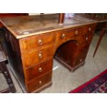 A 19th.C.SMALL WALNUT VENEER KNEEHOLE DESK. W.106 x D.60cms.