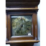 AN 18th.C.OAK CASED 30 HOUR LONG CASE CLOCK WITH 10" BRASS DIAL AND CHAPTER RING SIGNED RICH.