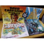 A GOOD VINTAGE CINEMA DOUBLE SHOW BILL FOR "CARQUAKE" (AKA CANNONBALL) STARRING DAVID CARRADINE WITH