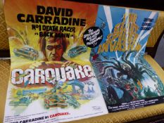 A GOOD VINTAGE CINEMA DOUBLE SHOW BILL FOR "CARQUAKE" (AKA CANNONBALL) STARRING DAVID CARRADINE WITH