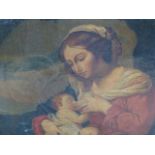 19th.C.SCHOOL AFTER THE OLD MASTERS, MADONNA AND CHILD, OIL ON CANVAS. 25 x 25cms.
