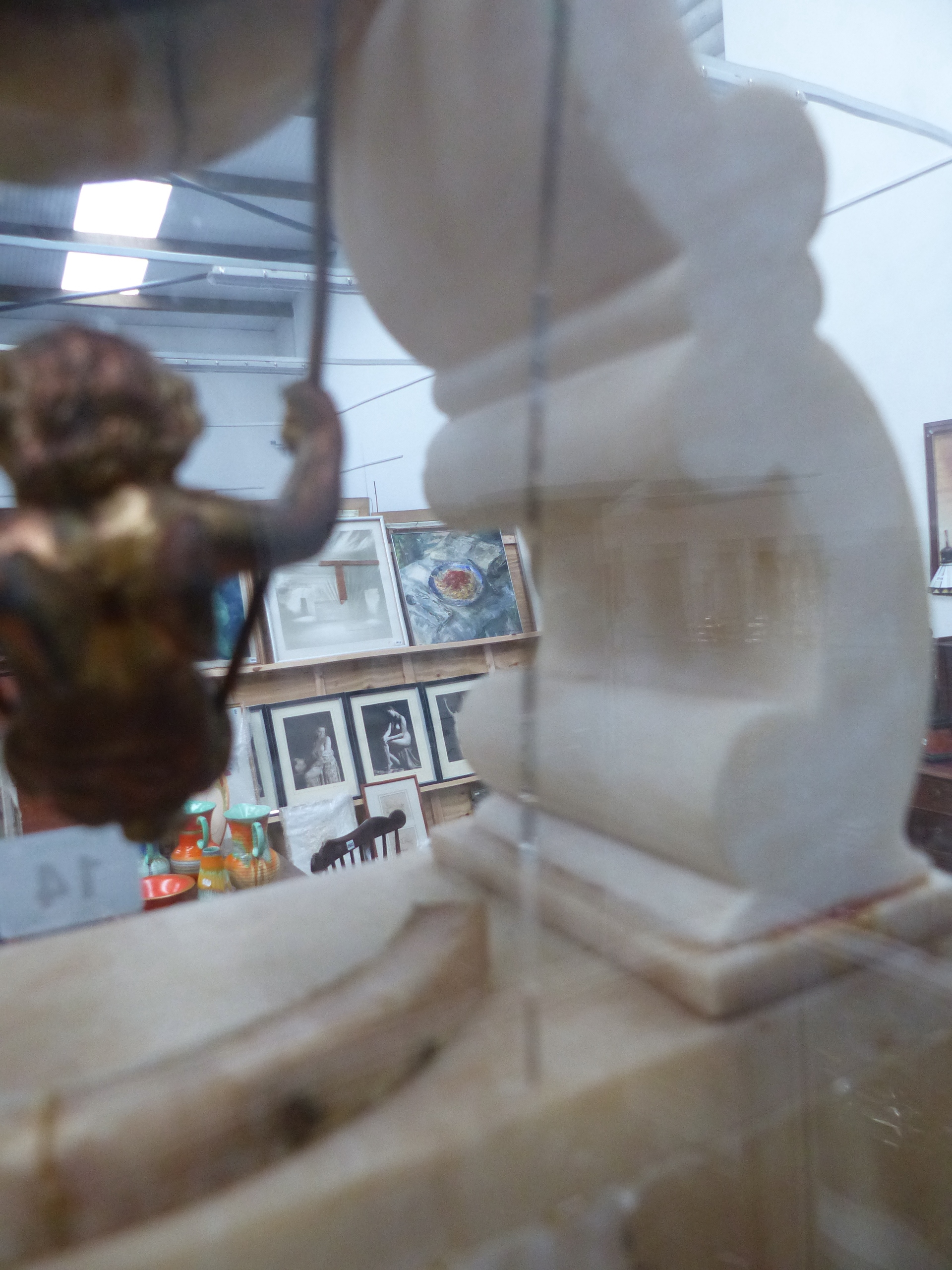 A VICTORIAN WHITE METAL MANTLE CLOCK WITH CHERUB SWING PENDULUM, WHITE ENAMEL CHAPTER RING WITH - Image 7 of 11