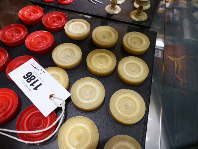 THREE ANTIQUE CARVED AND STAINED IVORY AND BONE BOARD GAME PIECES, TWO CHESS SETS AND A SET OF - Image 15 of 86