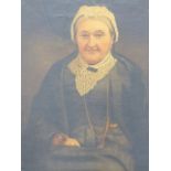 VICTORIAN SCHOOL. PORTRAIT OF A SEATED LADY WEARING A BRACELET WITH OVAL PORTRAIT, OIL ON CANVAS. 74