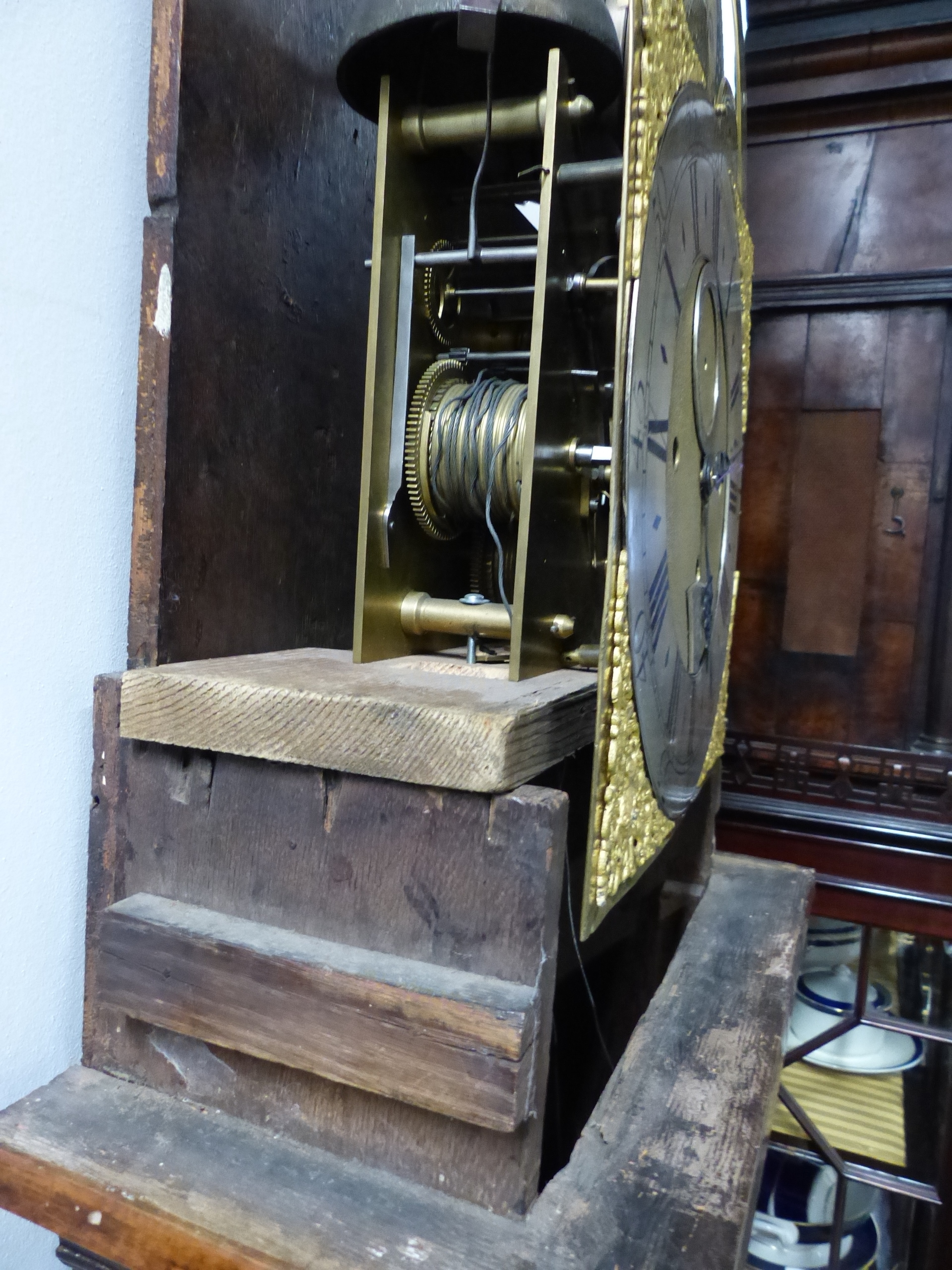 AN 18th.C.WALNUT CASED EIGHT DAY LONG CASE CLOCK WITH THREE TRAIN EIGHT BELL CHIMING MOVEMENT. 12" - Image 5 of 13