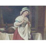 19th.C.ENGLISH SCHOOL. EATING OYSTERS, INITIALLED A.B. ATTRIBUTED TO A.BARTLETT, OIL ON CANVAS. 25 x