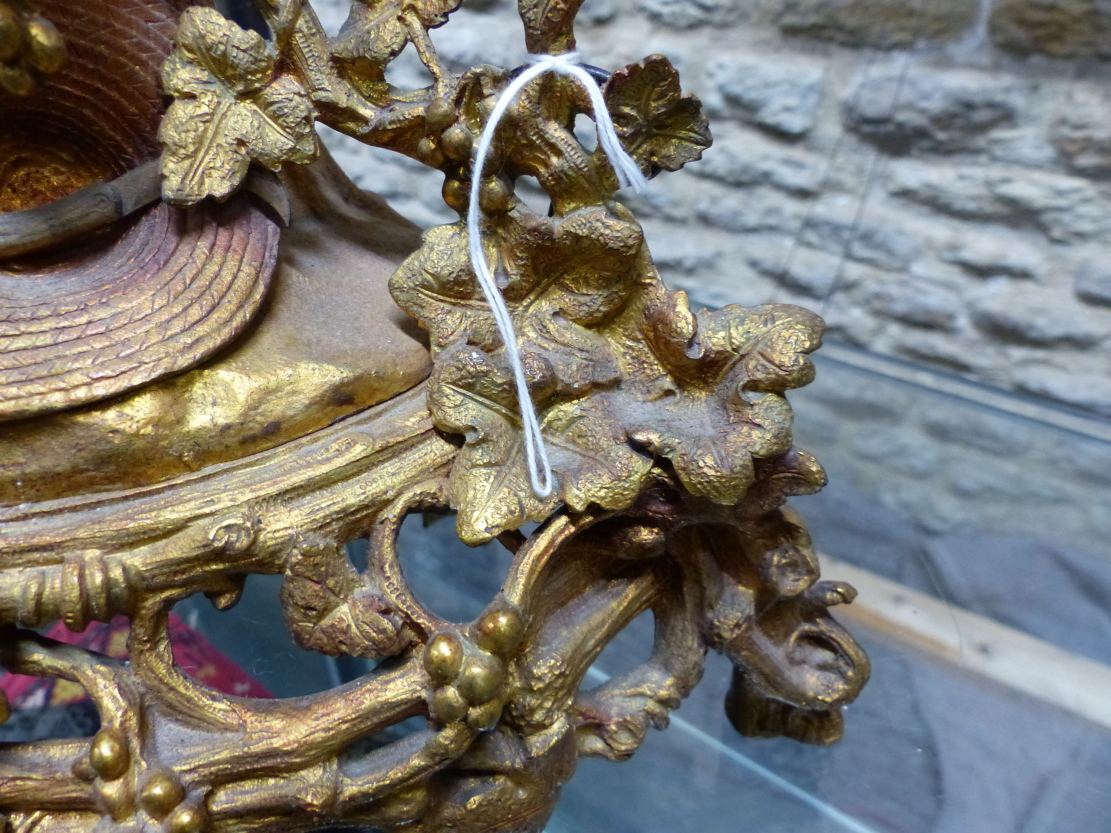 A 19th.C.GILT BRONZE MANTLE CLOCK, THE TWO TRAIN BELL STRIKE MOVEMENT WITH ENAMEL DIAL HOUSED WITHIN - Image 16 of 42