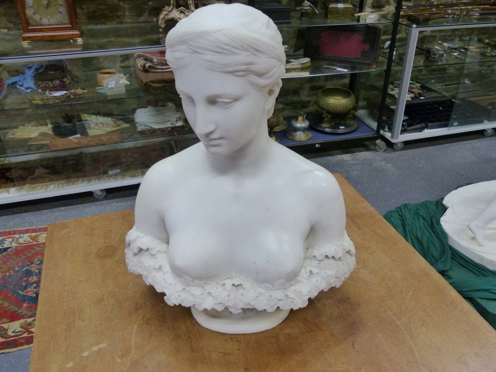 HIRAM POWERS (1805-1915) PERSEPHONE (PROSERPINE) A SIGNED MARBLE BUST. H.62cms. - Bild 24 aus 39