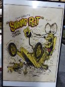 A RARE POSTER FOR DON GARLITS SWAMP RAT, TAMPA FLORIDA (DRAG RACING) ILLUSTRATED WITH RATFINK BY