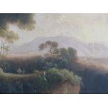 18th/19th.C.ENGLISH SCHOOL. A PAIR OF ITALIANATE LANDSCAPES, OIL ON PANEL, INSCRIBED RATHBONE VERSO.