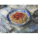 20th.C.SCHOOL. PASTA, SIGNED INDISTINCTLY AND DATED OIL ON CANVAS. 60 x 66cms.