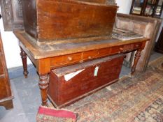 A 19th.C.MAHOGANY LIBRARY TABLE WITH TWO DRAWERS. W.183cms.