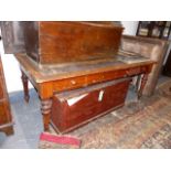 A 19th.C.MAHOGANY LIBRARY TABLE WITH TWO DRAWERS. W.183cms.