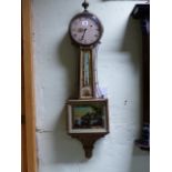 A 19th.C.AMERICAN BANJO FORM DROP DIAL WALL CLOCK WITH 7" DIAL. OVERALL H.102cms.
