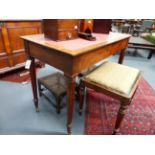 A LATE REGENCY MAHOGANY TWO DRAWER WRITING TABLE STAMPED T.WILSON,LONDON, INSET TOP FLANKING PULL