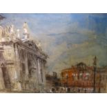 WILLIAM SELWYN (1933-)(ARR) SANTA MARIA DELLA SALUTE, SIGNED WATERCOLOUR WITH GALLERY LABEL VERSO