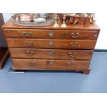 A 19th.C.COLONIAL HARDWOOD CHEST OF FOUR GRADUATED DRAWERS. W.122cms.