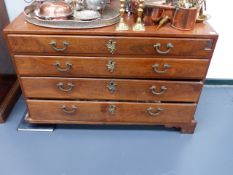 A 19th.C.COLONIAL HARDWOOD CHEST OF FOUR GRADUATED DRAWERS. W.122cms.