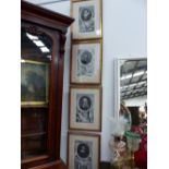 TWELVE 18th.C.PORTRAIT PRINTS OF ENGLISH DIGNITARIES IN UNIFORM GILT AND EBONISED FRAMES. OVERALL 55