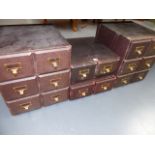 A PAIR OF VINTAGE SIX DRAWER SMALL FILING CHESTS TOGETHER WITH TWO SIMILAR TWO DRAWER CHESTS. (4)