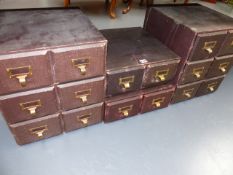 A PAIR OF VINTAGE SIX DRAWER SMALL FILING CHESTS TOGETHER WITH TWO SIMILAR TWO DRAWER CHESTS. (4)