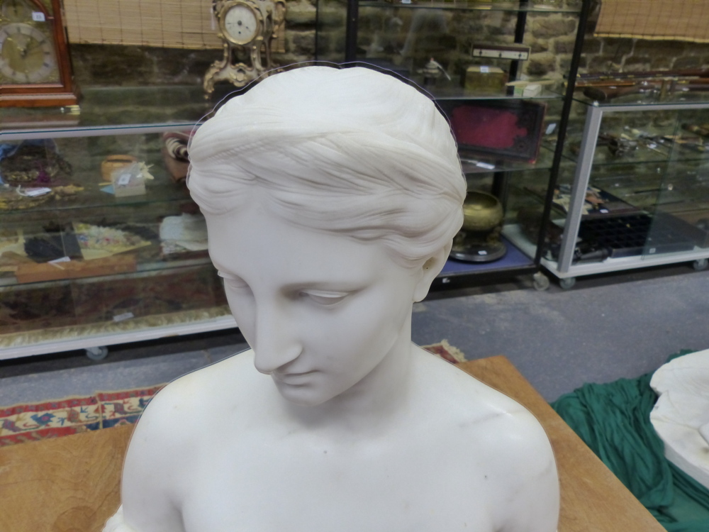 HIRAM POWERS (1805-1915) PERSEPHONE (PROSERPINE) A SIGNED MARBLE BUST. H.62cms. - Bild 25 aus 39