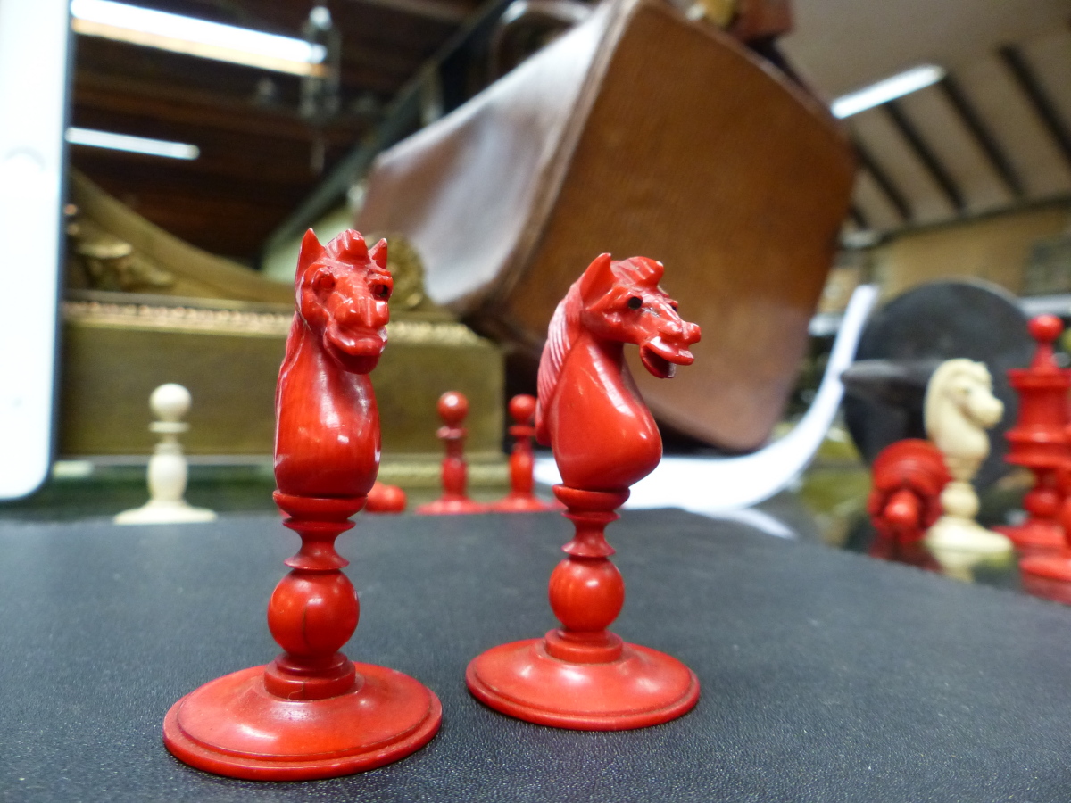 THREE ANTIQUE CARVED AND STAINED IVORY AND BONE BOARD GAME PIECES, TWO CHESS SETS AND A SET OF - Image 85 of 86