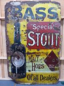 A RARE LARGE PICTORIAL BASS SPECIAL STOUT ENAMEL SIGN. 97 x 155cms.