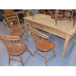 A GROUP OF 19th.C.AMERICAN COUNTRY COMB BACK WINDSOR CHAIRS TO INCLUDE THREE ARMCHAIRS AND FIVE SIDE