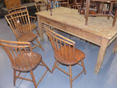 A GROUP OF 19th.C.AMERICAN COUNTRY COMB BACK WINDSOR CHAIRS TO INCLUDE THREE ARMCHAIRS AND FIVE SIDE