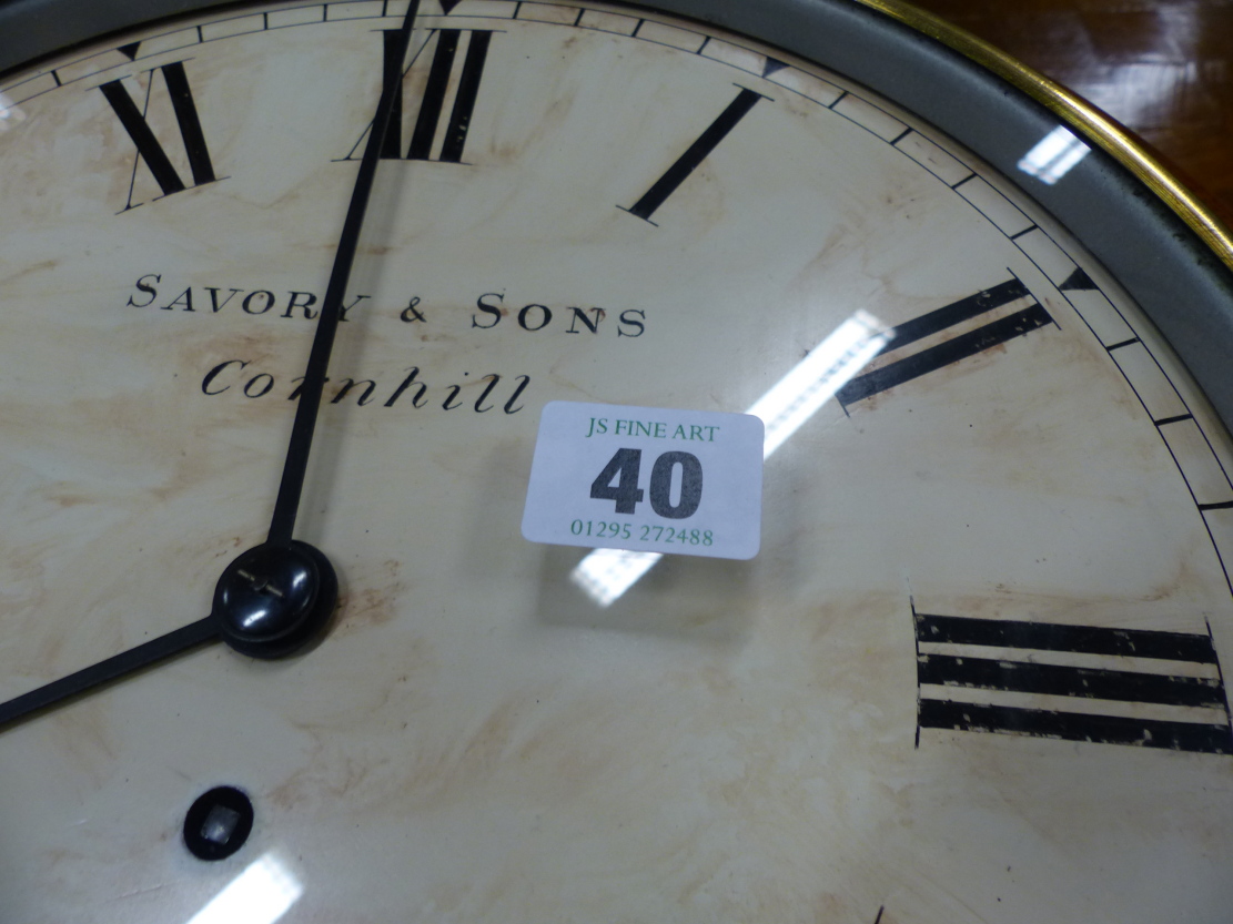 A 19th.C.MAHOGANY CASED DIAL WALL CLOCK WITH PAINTED 12" DIAL SIGNED SAVORY & SONS, CORNHILL, - Image 2 of 27