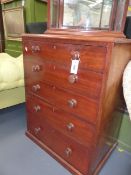 A SMALL VICTORIAN MAHOGANY CHEST OF FIVE GRADUATED DRAWERS ON PLINTH BASE. H.92 x W.70cms.