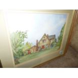 JAGO STONE (20th.C.) FOUR WATERCOLOURS OR RURAL COTTAGES, SIGNED, TOGETHER WITH VARIOUS PRINTS BY