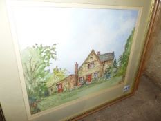 JAGO STONE (20th.C.) FOUR WATERCOLOURS OR RURAL COTTAGES, SIGNED, TOGETHER WITH VARIOUS PRINTS BY