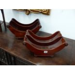TWO 19th.C.MAHOGANY CHEESE COASTERS, ONE FITTED WITH BRASS AND LEATHER CASTORS.