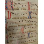 TWO EARLY ILLUMINATED ANTIPHONAL LEAVES. 34.5 x 24cms.