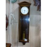 A FINE SMALL SINGLE WEIGHT REGULATOR WALL CLOCK IN MAHOGANY AND BOX STRUNG CASE WITH GILT BRASS