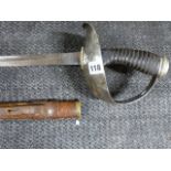 A 1912 PATTERN INFANTRY OFFICERS SWORD, SHARPENED FOR USE AND CONTAINED IN IT'S FIELD SERVICE