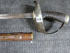 A 1912 PATTERN INFANTRY OFFICERS SWORD, SHARPENED FOR USE AND CONTAINED IN IT'S FIELD SERVICE