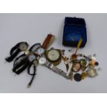 A SILVER HALLAMRKED POCKET WATCH DATED 1860 CHESTER TOGETHER WITH A SELECTION OF WATCHES, CUFFLINKS,