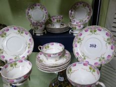 A FRENCH PARIS PORCELAIN PART COFFEE SERVICE WITH FLORAL DECORATION.